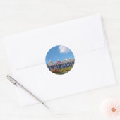 Traditionele Britse strandhuisjes Ronde Sticker (Envelop)