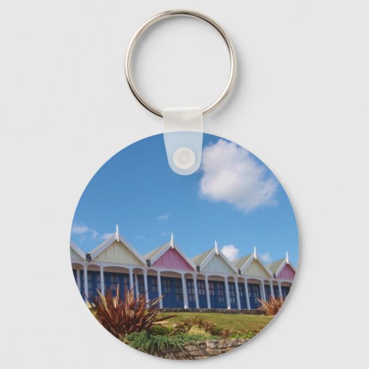 Traditionele Britse strandhuisjes Sleutelhanger (Voorkant)