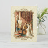 Traditionele bruids bruiloft gouden uitnodiging (Staand voorkant)