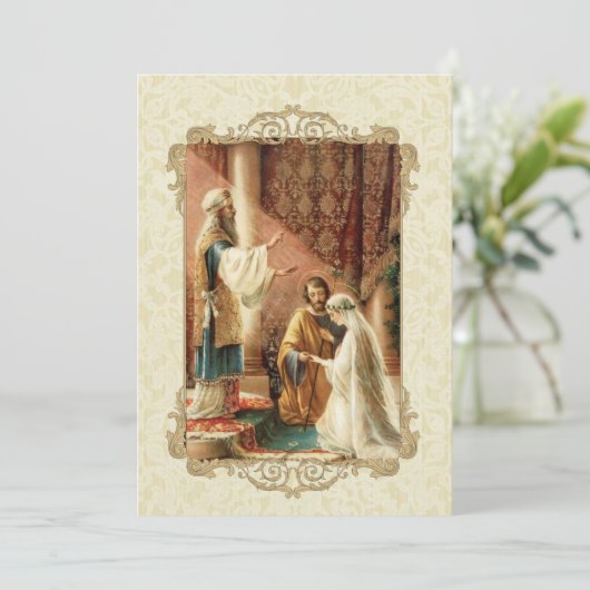 Traditionele bruids bruiloft gouden uitnodiging (Staand voorkant)