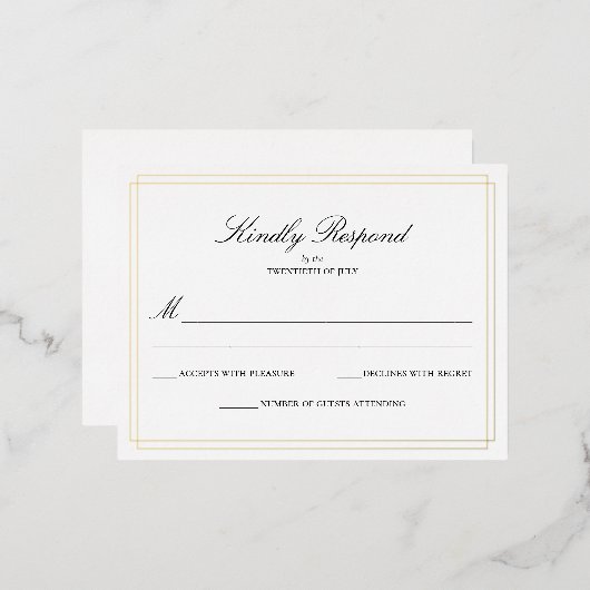 Traditionele bruiloft RSVP Kaart (Voorkant / Achterkant)