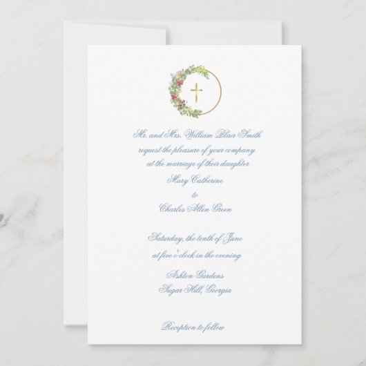 Traditionele bruiloft uitnodiging, Bloemen met Kru Kaart (Voorkant)