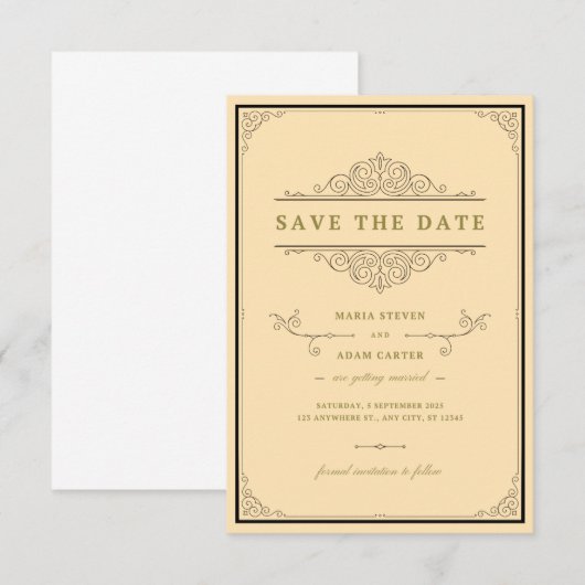 Traditionele bruiloft uitnodiging | tijdloos (Voorkant / Achterkant)