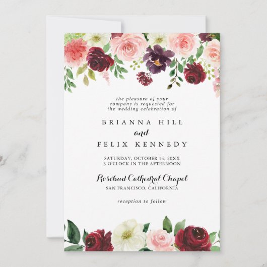 Traditionele bruiloft van de Bourgogne Paarse lent Kaart (Voorkant)