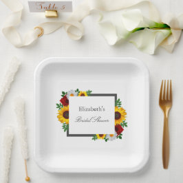 Traditionele Bruiloftsborrel met Bloemen Papieren Bordje