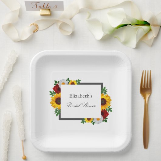 Traditionele Bruiloftsborrel met Bloemen Papieren Bordje (Huwelijk)