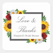 Traditionele Bruiloftsontvangst met Bloemen Vierkante Sticker (Voorkant)