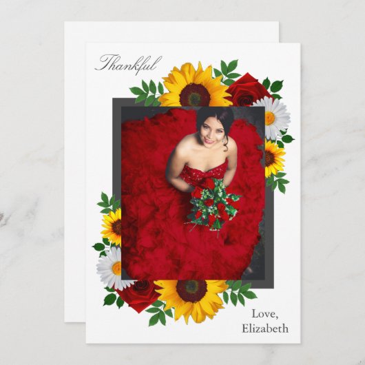 Traditionele Bruiloftsshower met Bloemen Bedankkaart (Voorkant / Achterkant)