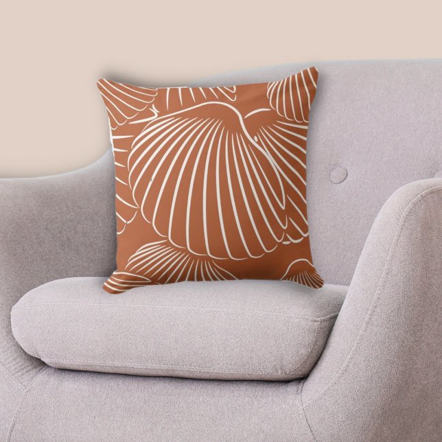 Traditionele bruin Zee Shell Pattern Sierkussen (Traditional Brown & White Seashell Pattern Throw Pillow)