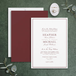 Traditionele Burgundy Classic Script Weddenschap Kaart