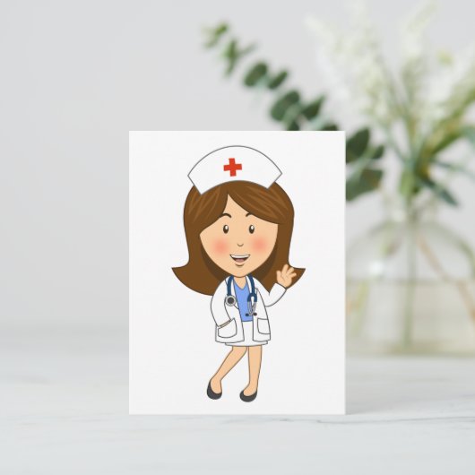 Traditionele Cartoon zuster Waving Briefkaart (Staand voorkant)