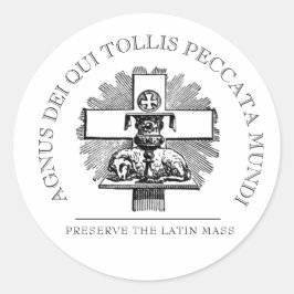 TRADITIONELE CATHOLIEKE LAMASSA VAN GOD RONDE STICKER
