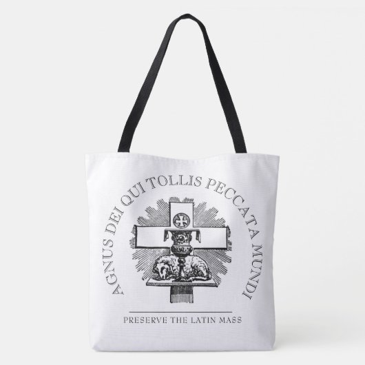 TRADITIONELE CATHOLIEKE LAMASSA VAN GOD TOTE BAG (Achterkant)