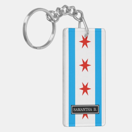 Traditionele Chicago vlag Sleutelhanger (Voorkant Links)