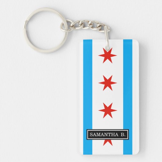 Traditionele Chicago vlag Sleutelhanger (Voorkant)