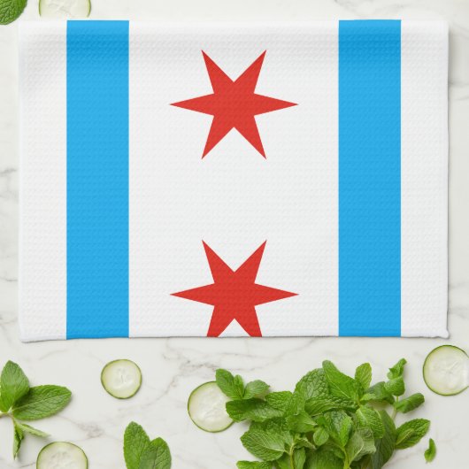 Traditionele Chicago vlag Theedoek (Gevouwen)