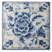 Traditionele China Blauwe Inkt Bloem Art 10 Tegeltje (Voorkant)