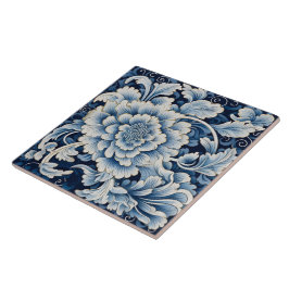 Traditionele China Blauwe Inkt Bloem Art 11 Tegeltje
