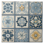 Traditionele China Blauwe Inkt Bloem Art 12 Tegeltje (Voorkant)