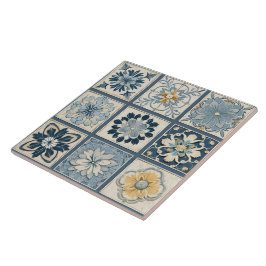 Traditionele China Blauwe Inkt Bloem Art 12 Tegeltje