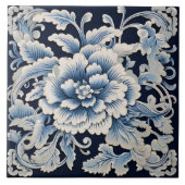 Traditionele China Blauwe Inkt Bloem Art 13 Tegeltje (Voorkant)