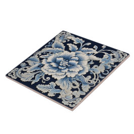 Traditionele China Blauwe Inkt Bloem Art 13 Tegeltje