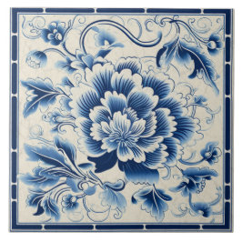 Traditionele China Blauwe Inkt Bloem Art 14 Tegeltje