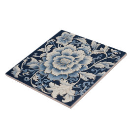 Traditionele China Blauwe Inkt Bloem Art 15 Tegeltje
