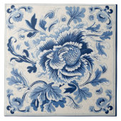 Traditionele China Blauwe Inkt Bloem Art 3 Tegeltje (Voorkant)