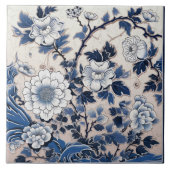 Traditionele China Blauwe Inkt Bloem Art 6 Tegeltje (Voorkant)