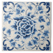 Traditionele China Blauwe Inkt Bloem Art 8 Tegeltje (Voorkant)