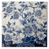 Traditionele China Blauwe Inkt Bloem Art 9 Tegeltje (Voorkant)