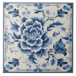Traditionele Chinese Blauwe Inkt Bloem Kunst 10 Tegeltje