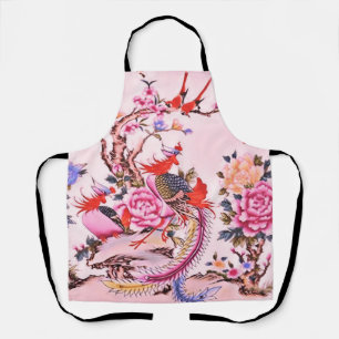 Traditionele Chinese Bloemvogels Roze Chinoiserie Schort
