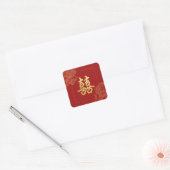 Traditionele Chinese bruiloft dubbel geluk Vierkante Sticker (Envelop)