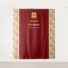 Traditionele Chinese bruiloft peranakan achtergron Wandkleed