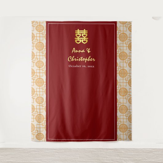 Traditionele Chinese bruiloft peranakan achtergron Wandkleed (Voorkant)