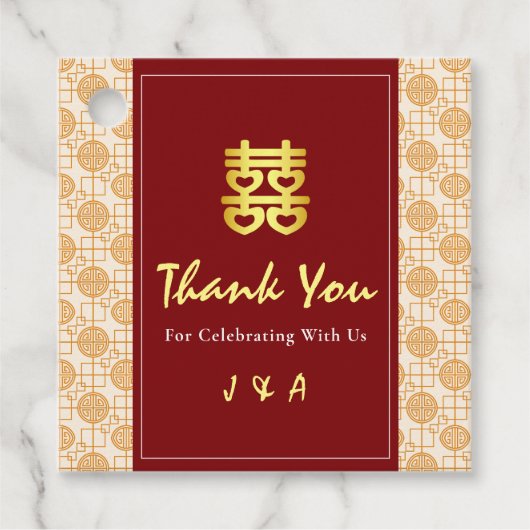 Traditionele Chinese bruiloft peranakan Bedankjes Labels (Voorkant)