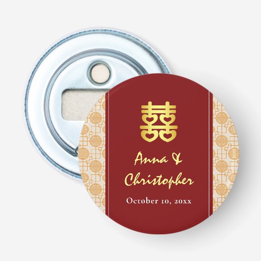 Traditionele Chinese bruiloft peranakan Button Flesopener (Voorkant)