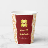 Traditionele Chinese bruiloft peranakan Papieren Bekers (Achterkant)