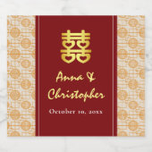 Traditionele Chinese bruiloft peranakan Sparkling Wijnetiket (Enkel label)