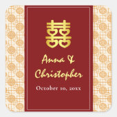 Traditionele Chinese bruiloft peranakan Vierkante Sticker (Voorkant)