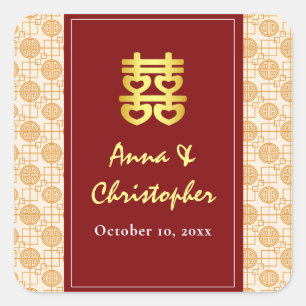 Traditionele Chinese bruiloft peranakan Vierkante Sticker