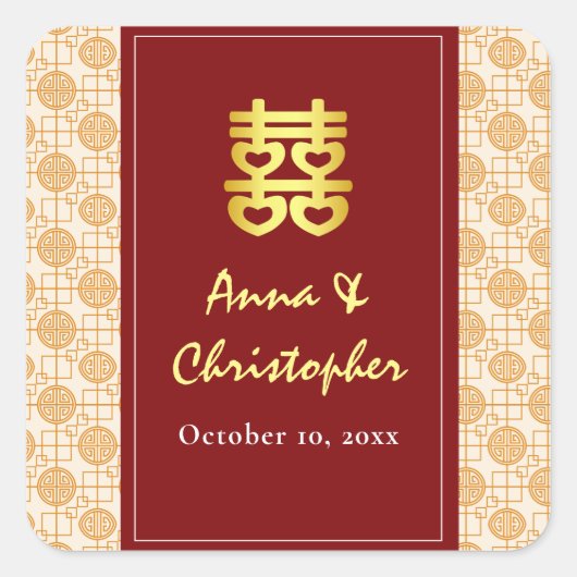 Traditionele Chinese bruiloft peranakan Vierkante Sticker (Voorkant)