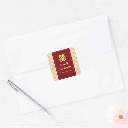 Traditionele Chinese bruiloft peranakan Vierkante Sticker (Envelop)