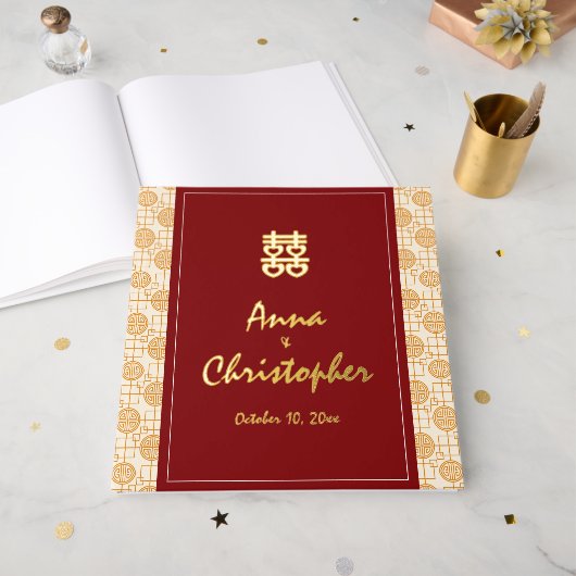 Traditionele Chinese bruiloft veelbelovende perana Gastenboek (Voorkant open)