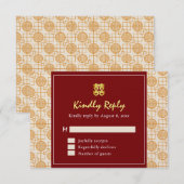 Traditionele Chinese bruiloft veelbelovende perana RSVP Kaartje (Voorkant / Achterkant)