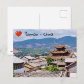 Traditionele Chinese dakpannen daken, Dali, Yunnan Briefkaart (Voorkant / Achterkant)