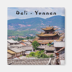 Traditionele Chinese dakpannen daken, Dali, Yunnan Magneet