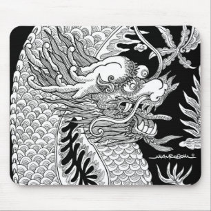 Traditionele Chinese draak Black en White Sketch Muismat